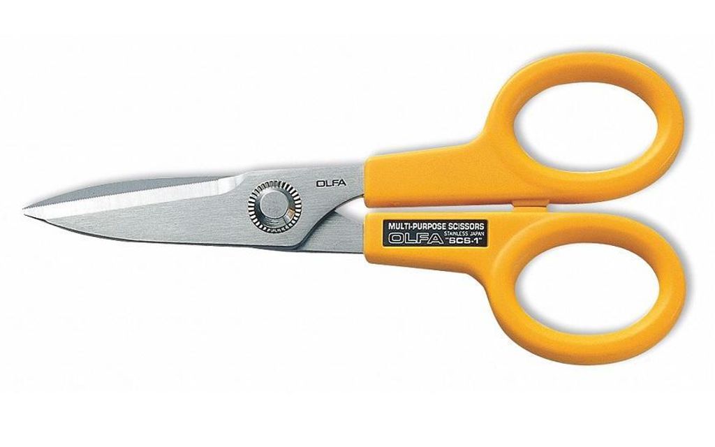 A pair of yellow-handled scissors on a white background.