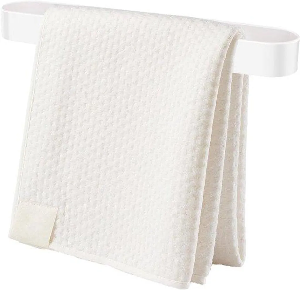 Porte-serviettes blanc 30 cm en métal inoxydable avec fixation adhésive