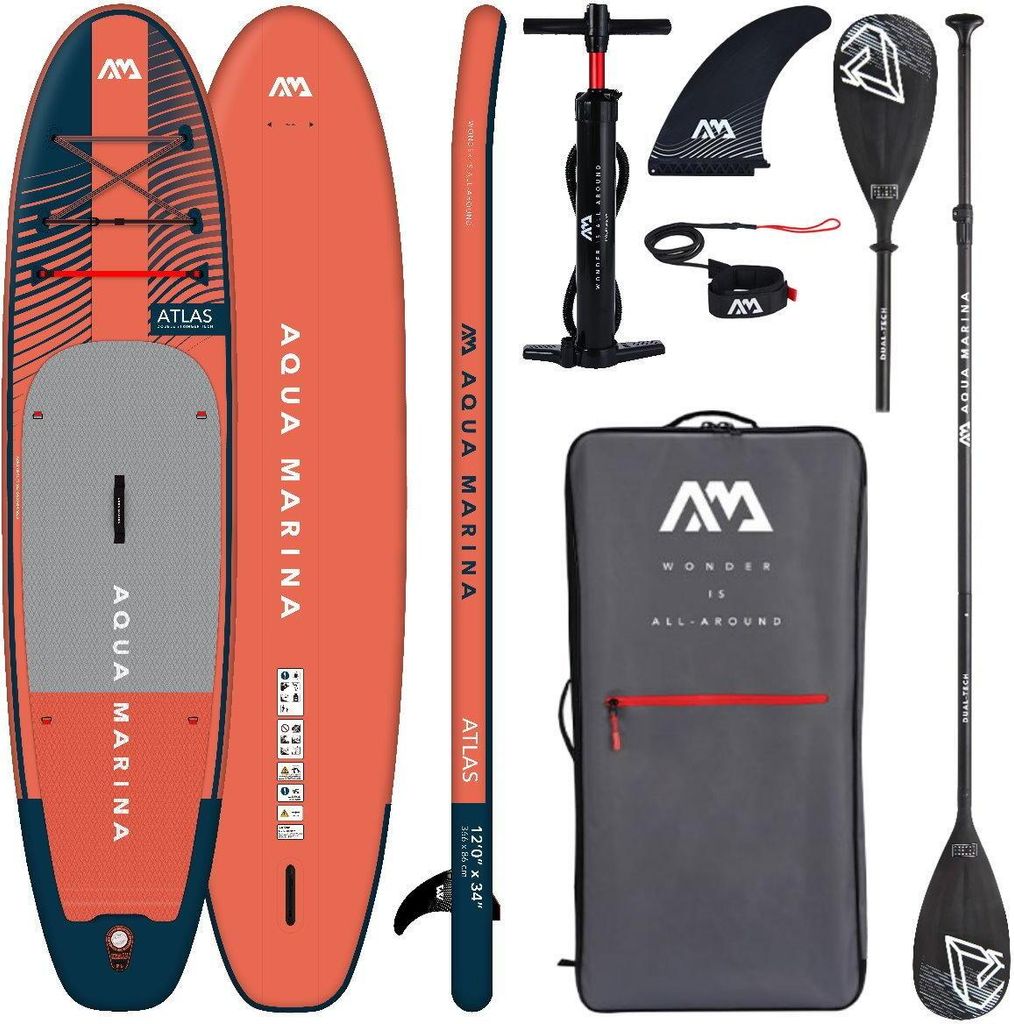 AQUA MARINA ATLAS 12.0 iSUP Board Set aufblasbar Stand Up Paddle SUP Kajakpaddel