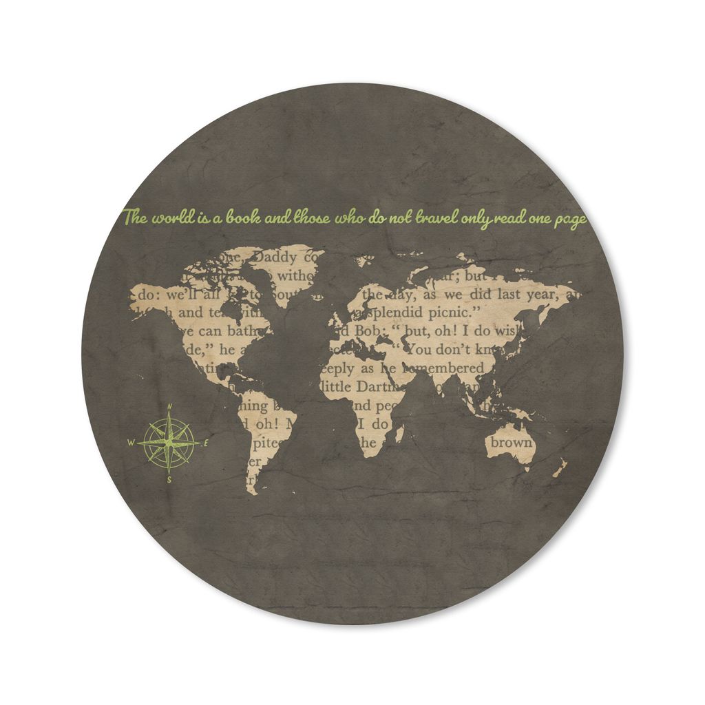 MuchoWow Mauspad Mousepad Weltkarte - Briefe - Windrose 50x50 cm - Mousepads - Maus Mat - Pad - Mausunterlage - Vinyl