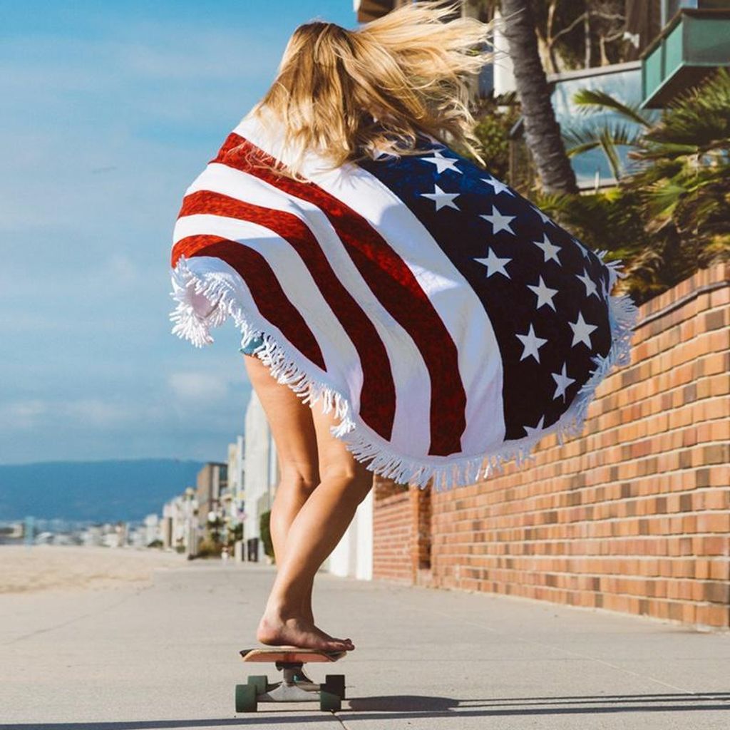 Honana WX-93 Bohemian Tapestry Die amerikanische Flagge Strand Handtücher Yoga Mat Camping Mattress Bikini Cover