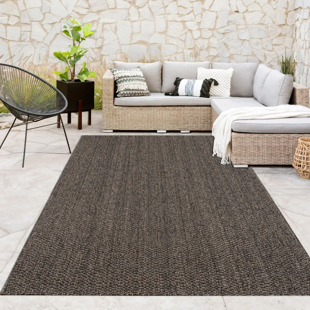 Tapis Loop résistant aux intempéries Anthracite 240x340 structure naturelle