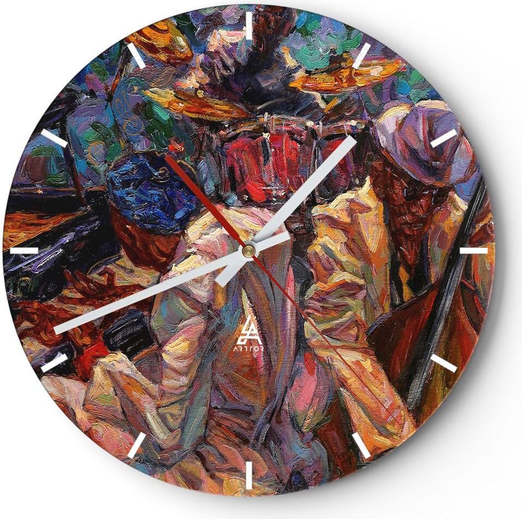 Wanduhr - Rund - Glasuhr - Jazz Musik Band - 40x40cm - Produktbild 