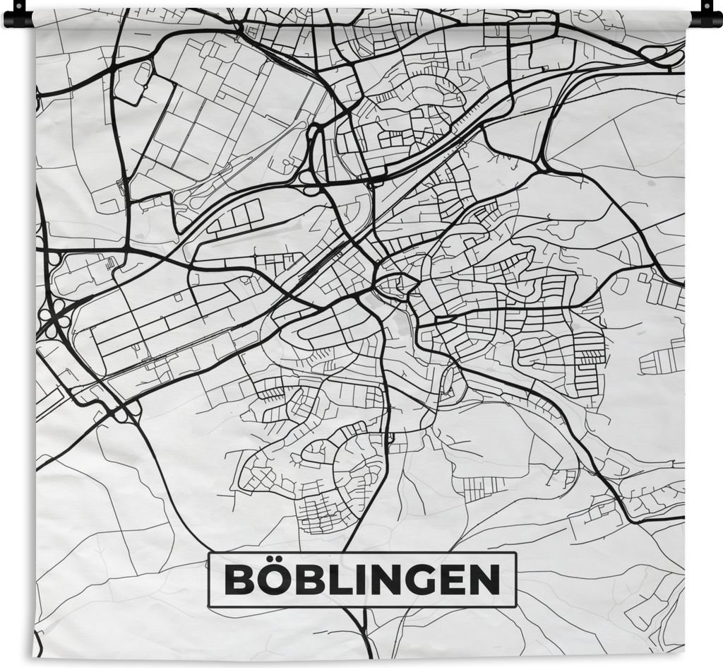 MuchoWow Wandteppich Wandbehang Böblingen - Karte - Stadtplan 120x120 cm Tapisserie Dekoration Wandtuch - Modern - Baumwollgewebe