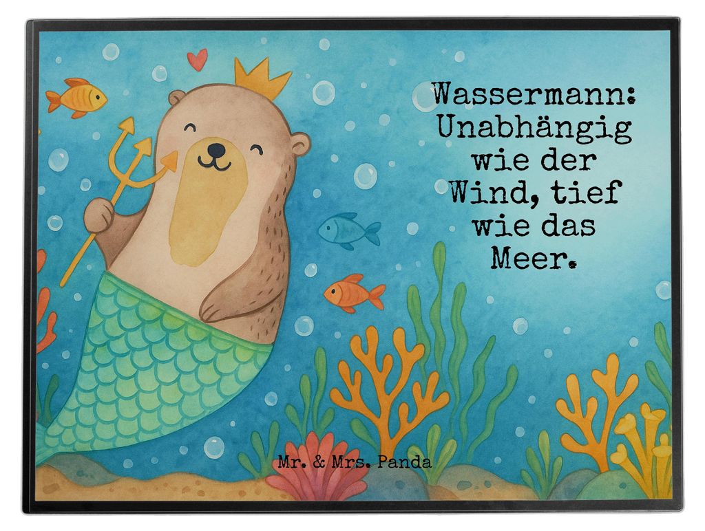 Mr. & Mrs. Panda Schreibunterlage Wassermann Astrologie Design - Weiß - Geschenk, schreibtischunterlagen, schreibtischunterlage, Tierkreiszeichen,...