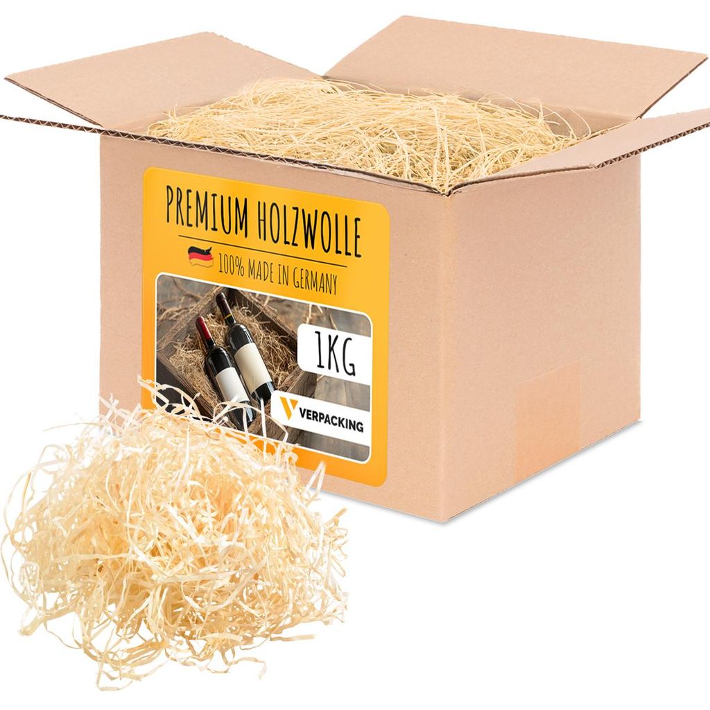 verpacking Holzwolle Füllmaterial Fichte (Menge wählbar) für Geschenke und Pakete Deko - 1 kg