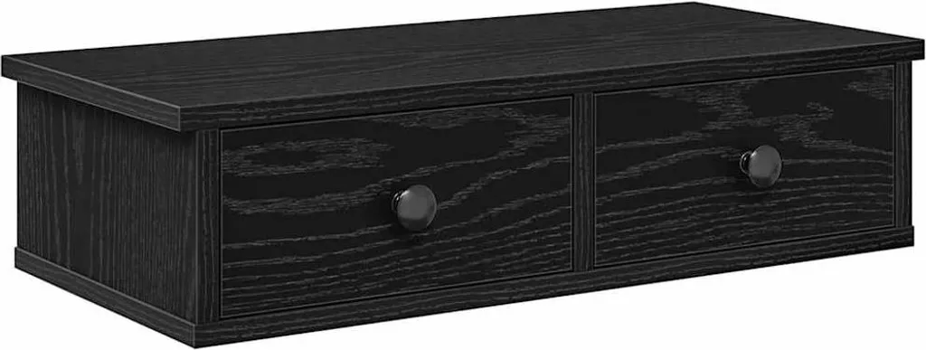 Scaffalatura a Parete vidaXL Nera 60cm - Mobile con Cassetti Pratico - 1