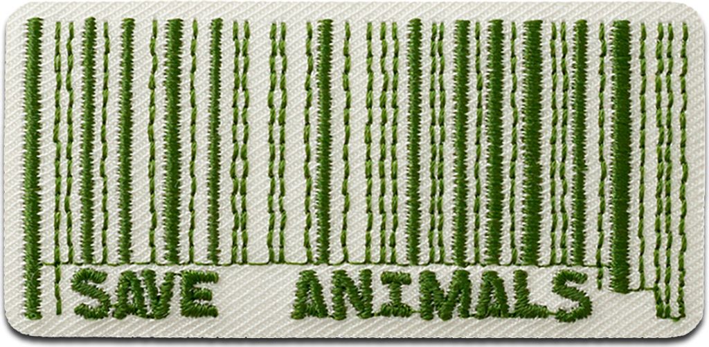 Mono Quick 14128 RECYCL-PATCH Save Animals Strichcode Bügelbild, ca. 3 x 6 cm PET EAN