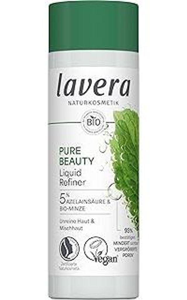 lavera Pure Beauty Liquid Refiner – Naturkosmetik Gesichtswasser mit Azelainsäure & Bio-Minze – sanftes Peeling & Porenverfeinerer für unrein...