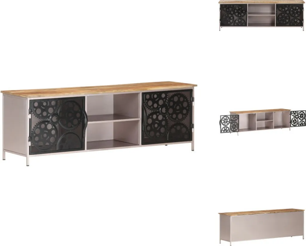 Mobile Porta TV in Legno Massello di Mango 120cm | Design Rustico