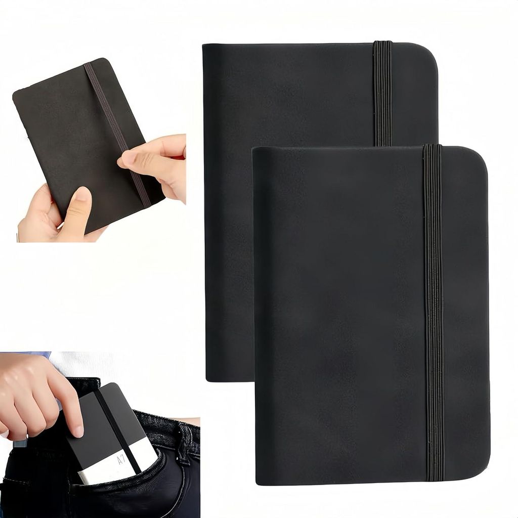2 Stück A7-Notizbücher, kleine Pocketnotizbücher, 100 Blätter hochwertiges liniertes Papier, Format 75 mm * 110 mm, elegant und praktisch zum S...