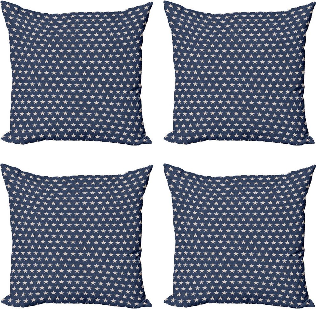 ABAKUHAUS Star Kissenbezug Set (4 Stück), Patriotische Freiheit, Moderner Doppelseitiger Digitaldruck, 50 cm x 50 cm, Night Blue Tan