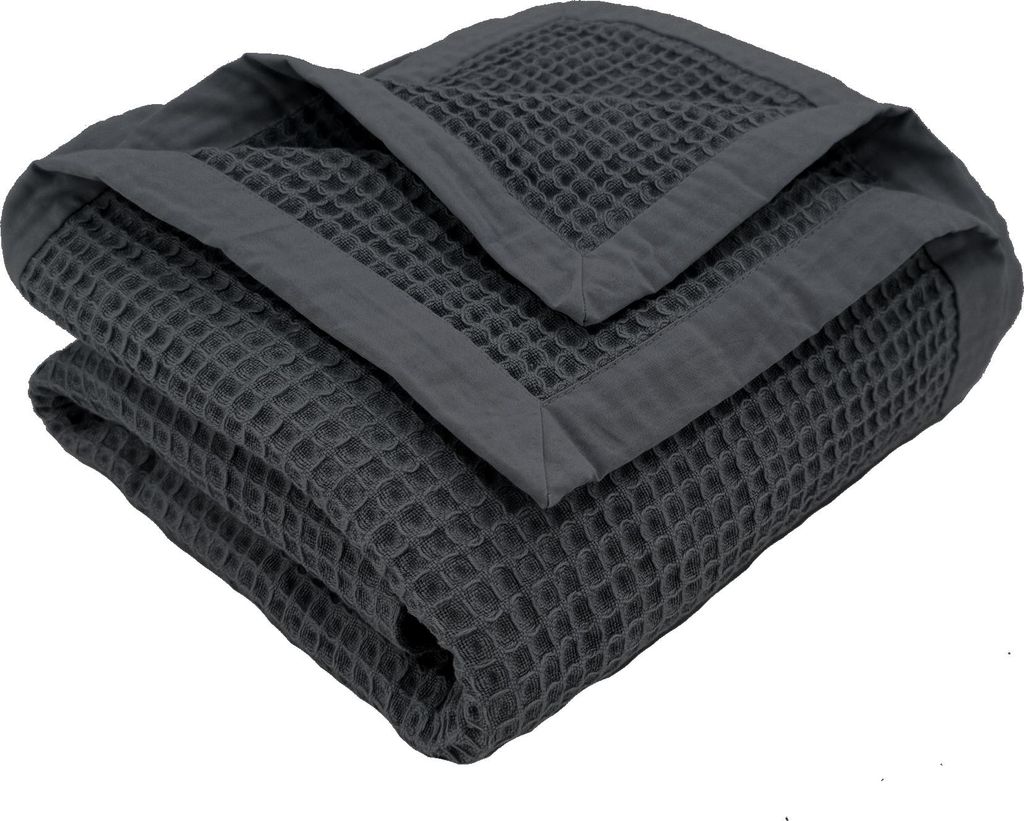 Heimtexland Wohndecke Sommerbettdecke Waffelpique leichte Sommerdecke Sofadecke 100% Baumwolle Kuscheldecke 150x140 cm atmungsaktiv temperaturau...