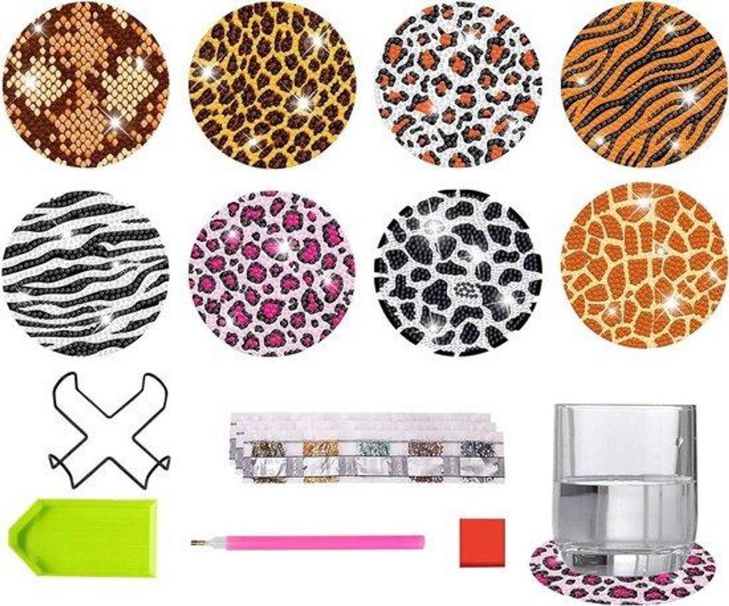 Kunstmalerei-Set - 8 Stücke - Leopard-Muster - Für Anfänger - Kinder und Erwachsene