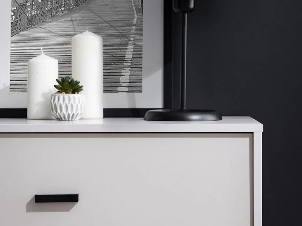 Commode de Chambre Blanche Portio 3 Tiroirs pour Rangement Moderne - 6