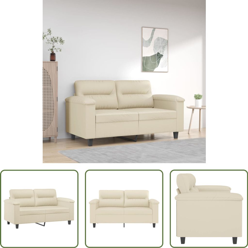 The Living Store 2-Sitzer-Sofa Creme 120 cm Kunstleder