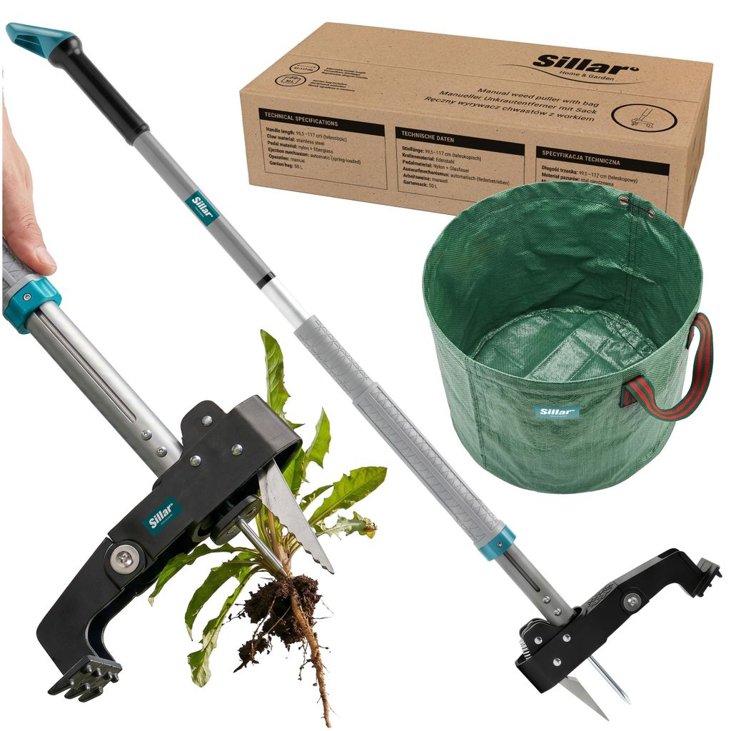 Sillar onkruidsteker met telescopische steel + tuinafvalzak Productafbeelding 