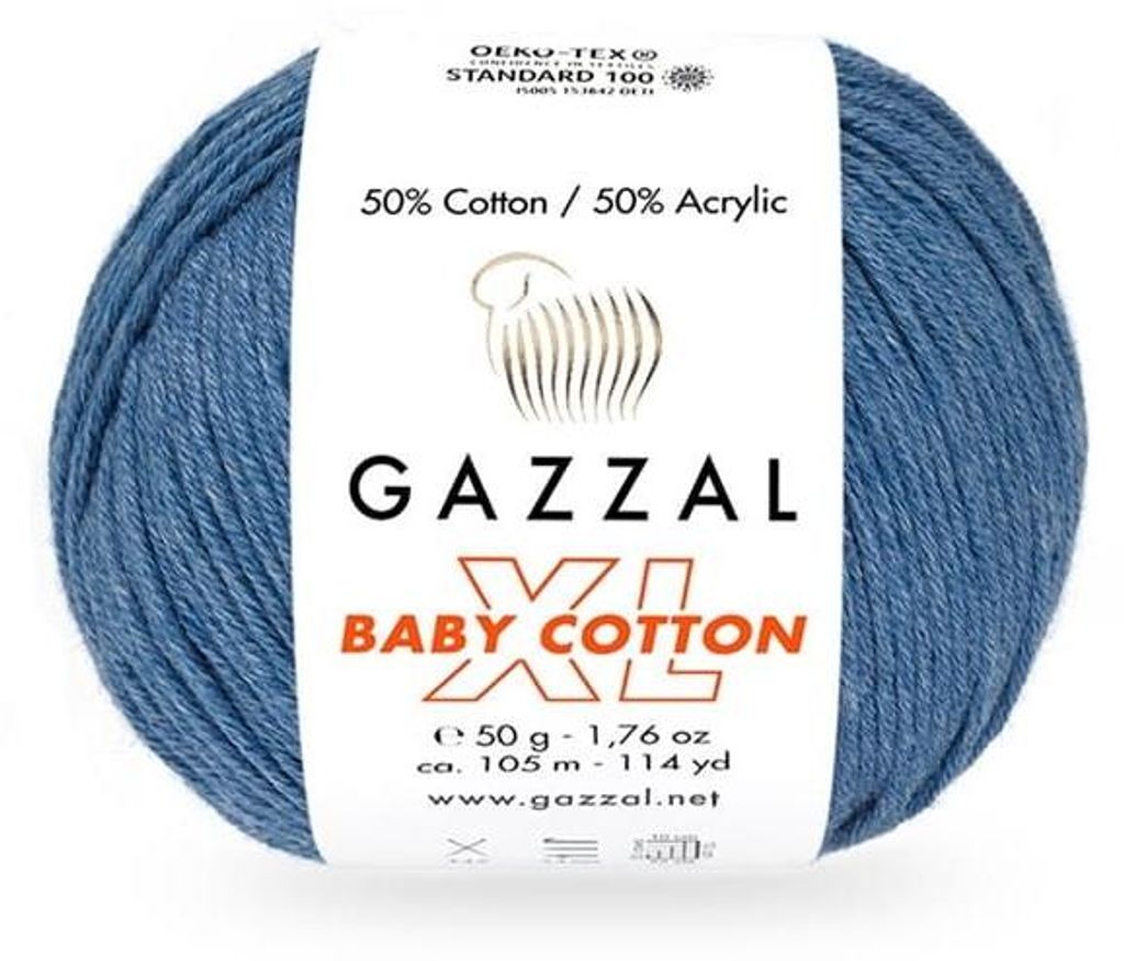 Wolle Gazzal Baby Baumwolle XL 3431 jeans - Stricken & Produktbild 