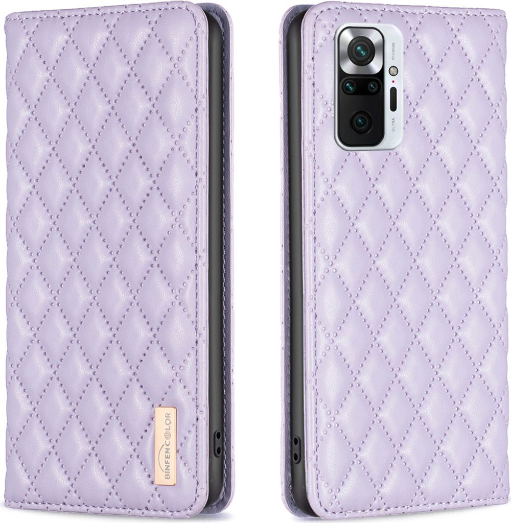 Redmi Note 10 Pro Hülle, Elegant Bookstyle Flip Leder Kartenfächer Schutzhülle mit Ständer für Xiaomi Redmi Note 10 Pro / 10 Pro Max Lila