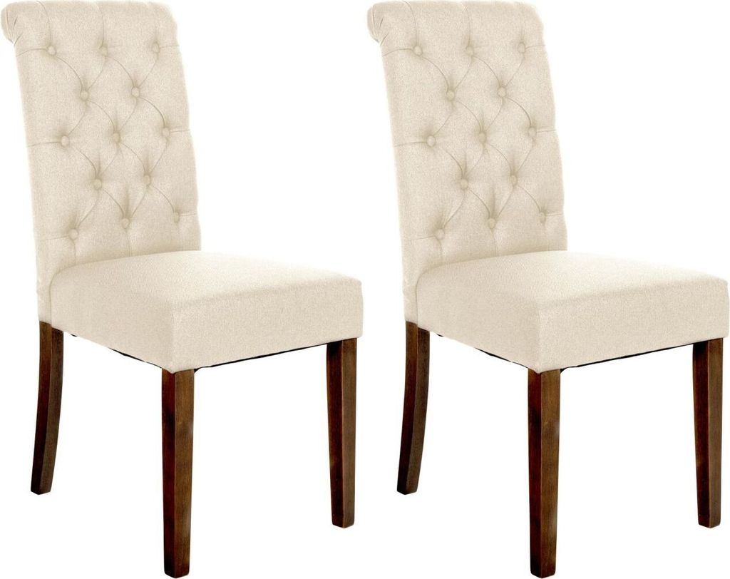 2er Set Esszimmerstühle Lisburn Stoff creme