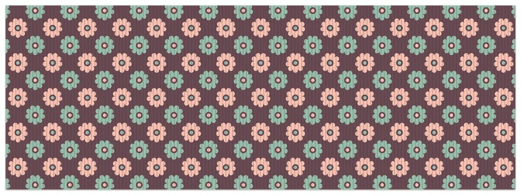 Wallario Duschmatte Antirutschmatte Badmatte Fußmatte Muster mit grünen und rosa-farbenen Blüten, Größe ca. 180 x 65 cm