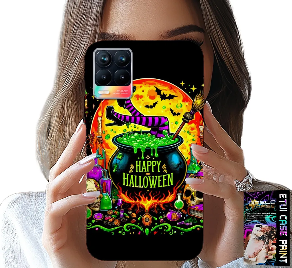 Cover Vetro Realme 8 Pro Halloween Strega - Case Antigraffio Design 9H