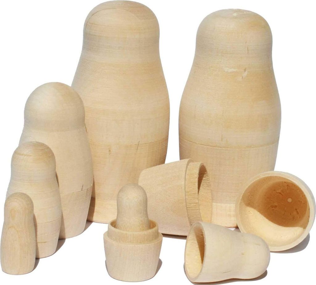 Matroschka unbemalte Puppen Rohlinge Holzfiguren Blank zum Produktbild 