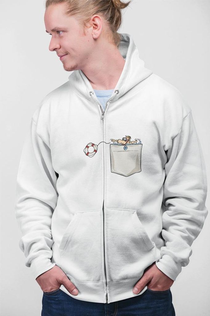 D&B Uni Hoodie ZIPPO00031 Swimming Weiß-Größe M
