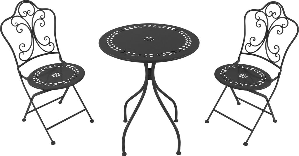 AXI Marilou Bistroset 3-teilig aus Metall in Anthrazit | Bistrotisch mit 2 Stühlen | Bistro Gartenmöbel Set für Garten / Balkon / Terrasse | Bal...