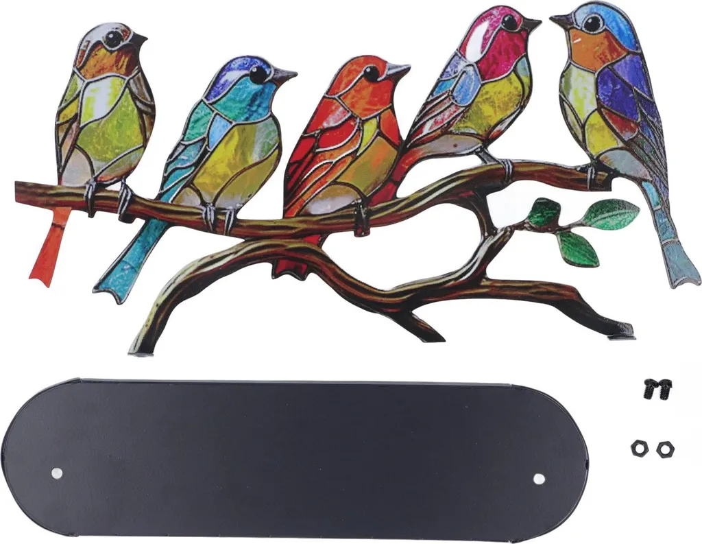 6 Uccellini Cardinali Regali Da Appendere | Decorazione In Metallo Colorato Per Finestre E Giardino | Fatto A Mano | Multicolore