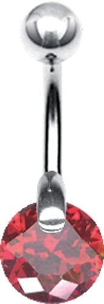 Silber Bauchnabel Piercing Mit Stein aus Zirkonia - Garnet