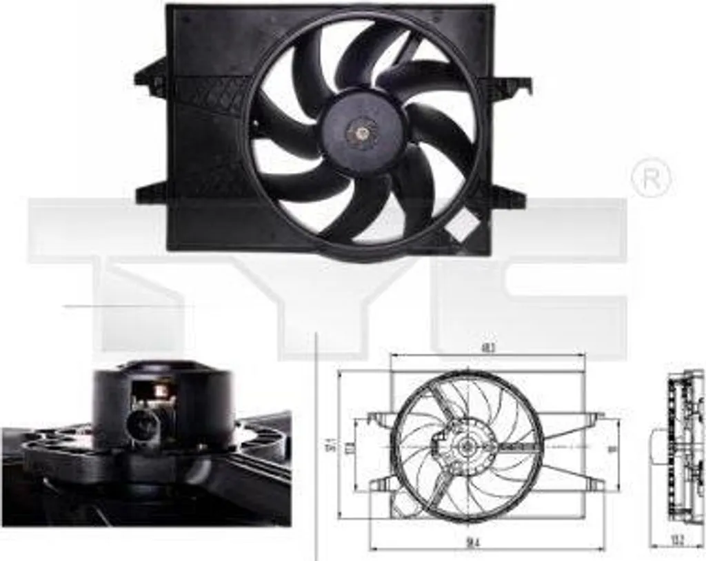 Ventilateur de refroidissement TYC 810-0026 robuste pour Fiesta 12V