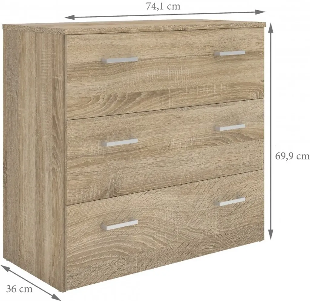 Buffet Bas Sidal I Dub Sonoma - Solution de Rangement pour Petit Espace - 11