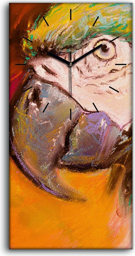 Dekor Leinwand Uhr Wandbilder 30x60 Gemälde Abstraktes Tier Vogel Papagei Bunte - schwarze Hände