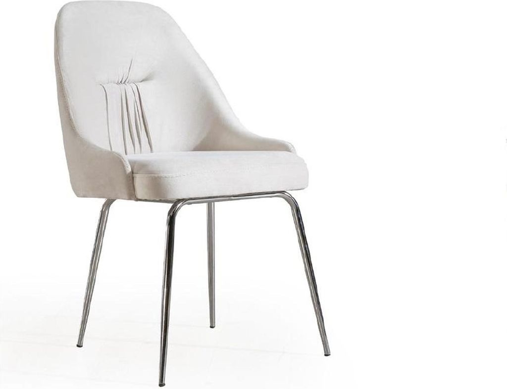 Moderner Weißer Esszimmer Stuhl Einsitzer Textil Sitzer Designer Möbel