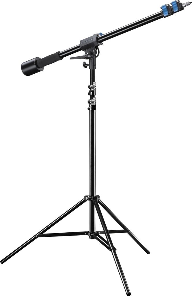 Walimex pro Galgenstativ mit Arbeitshöhe 115-400cm und 1,5 kg Gegengewicht, Lichtstativ mit variablem Auslegearm 70-183 cm, Lampenstativ 256 cm, F...