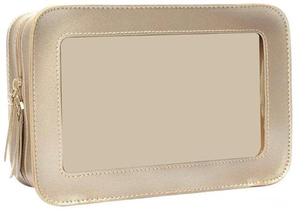 Trousse maquillage transparente anti-fuite : voyagez sans taches or