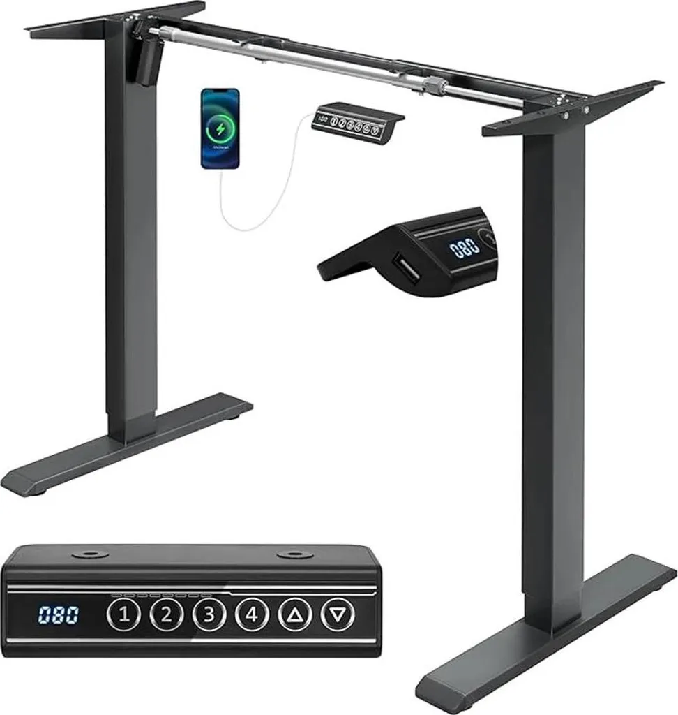 Pied de bureau assis-debout ergonomique pour télétravail gris foncé
