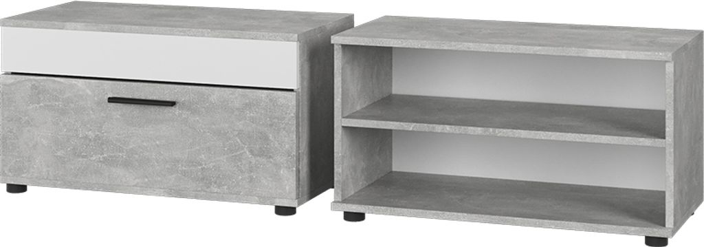 Wohnzimmerschränke Vicco Berno Beton/Weiß 2 Teile, Model Produktbild 