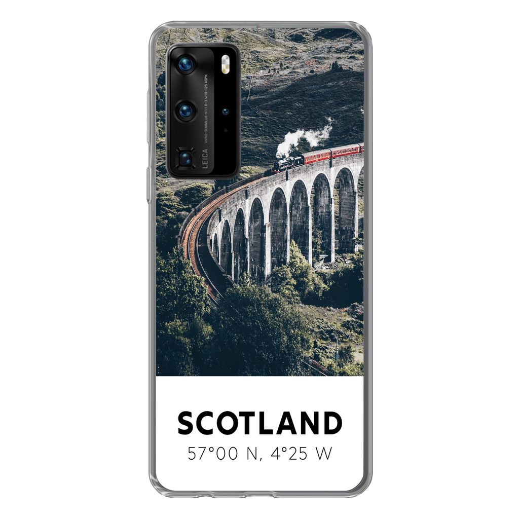 MuchoWow Handyhülle Schutzhülle Hülle für Huawei P40 Pro Schottland - Zug - Sommer - Eisenbahn Silikon Softcase Handy Hülle - Schutz