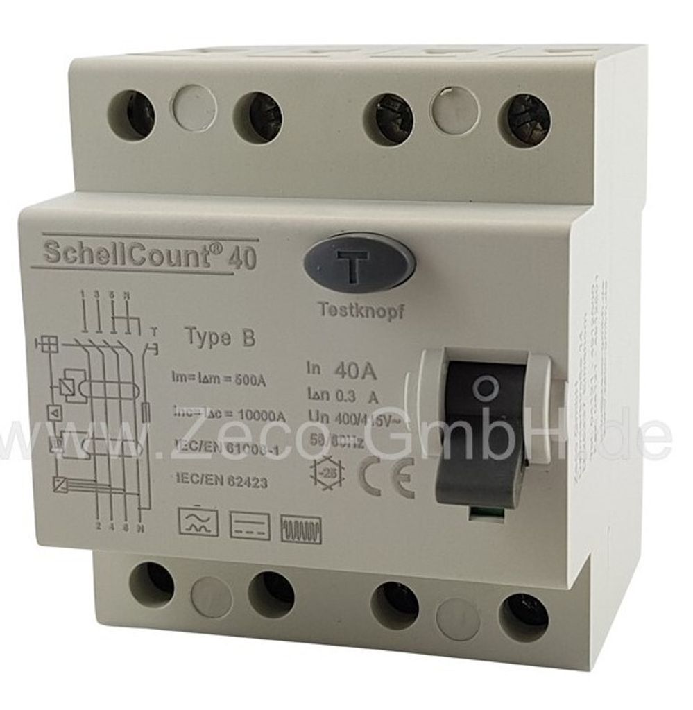 FI-Schutzschalter Typ B 40A 300mA Allstromsensitiv 4-polig Wallbox Fehlerstromschutzschalter RCD