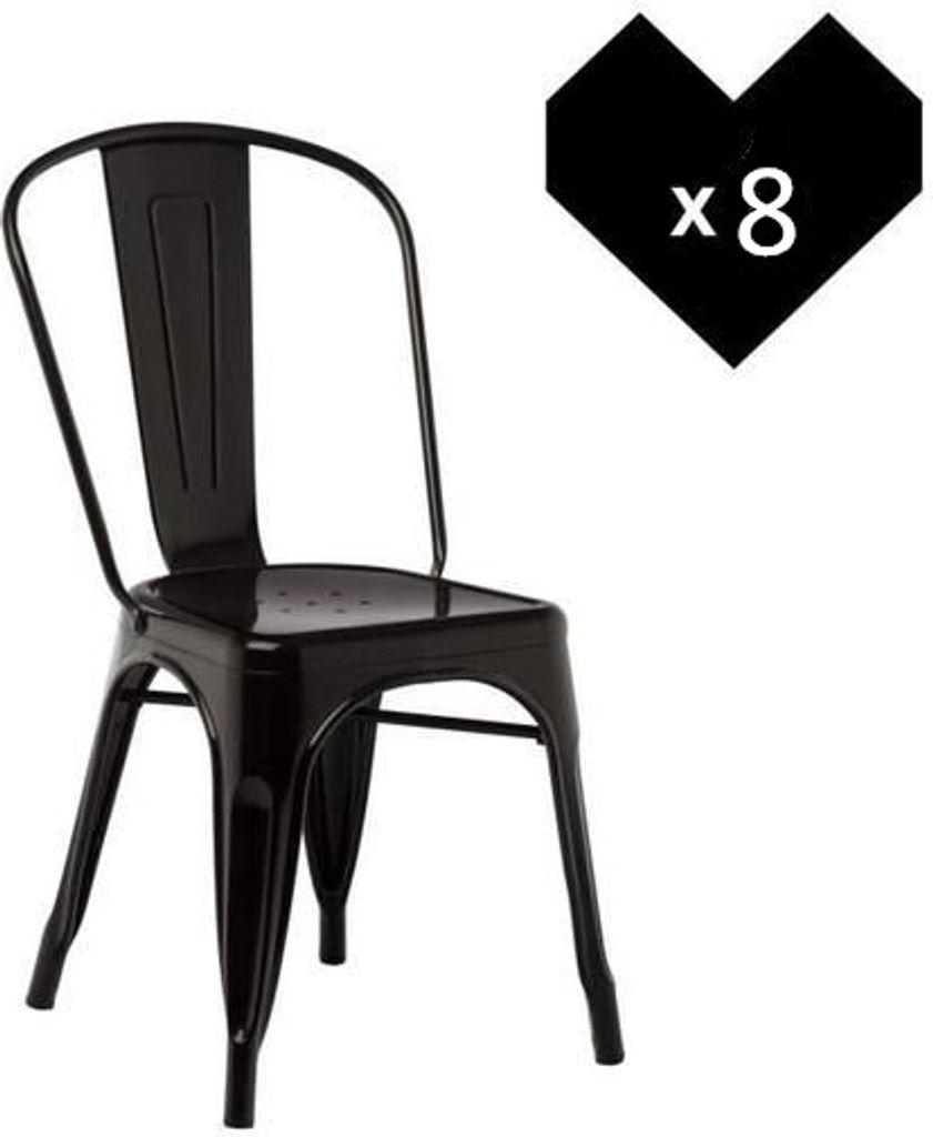 8er Set Esszimmerstuhl Küchenstuhl aus Metall Bistrostuhl Barstuhl für Küche Wohnzimmer schwarz