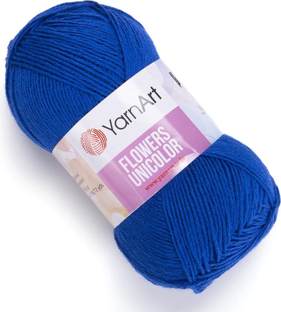 YarnArt Flowers Unicolor 752 Kobalt, Baumwolle-Mix, 200m/50g, leichte Strickware