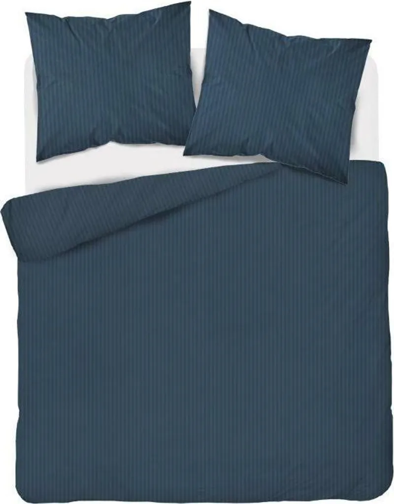 Detexpol Biancheria da letto damascata 180x200 denim blu navy a righe monocromatiche 1 cm Puro