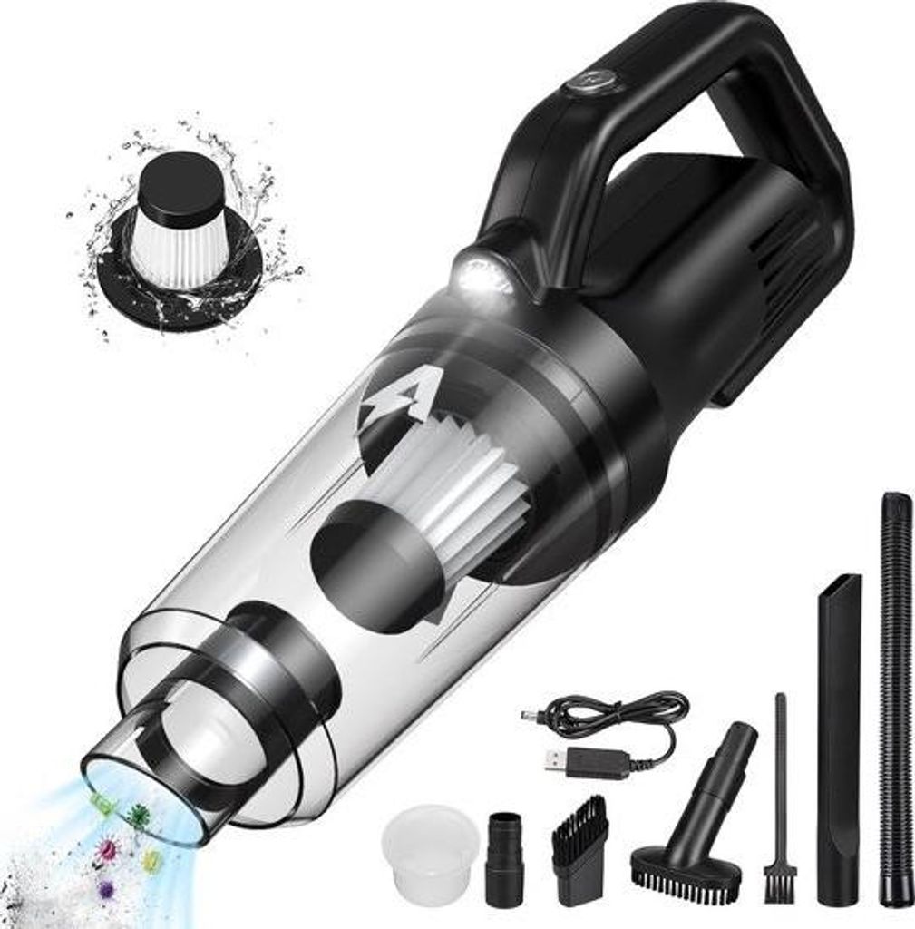Handstaubsauger, kabellos – 8000 Pa, 120 W – Nass & Trocken – HEPA-Filter – Für Zuhause, Auto, Büro