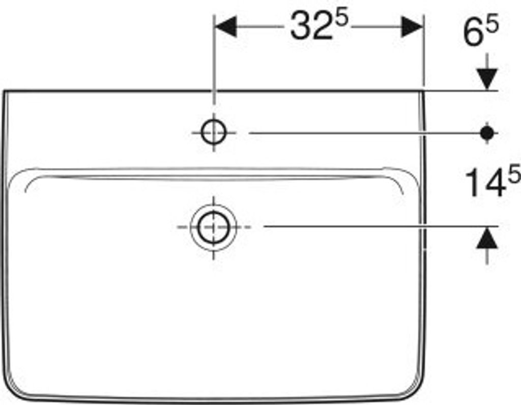 Geberit Renova Plan, Waschtisch, 65x48 cm, 1 Hahnloch, ohne Überlauf, 501641, 501.641.00.1