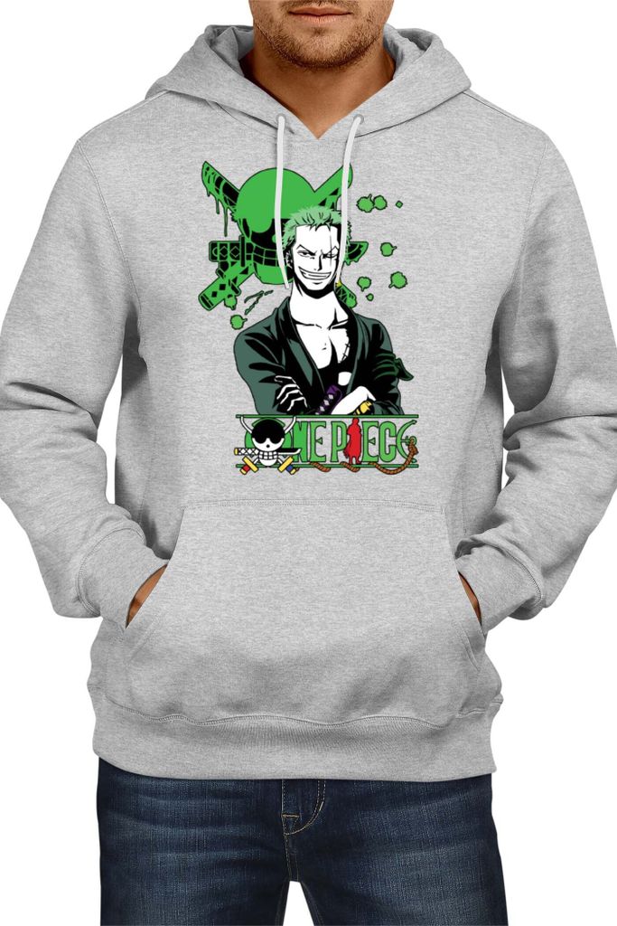 Herren Kapuzenpullover Japan Animation Manga Anime Comics One Manga Piece Anime Roronoa Zoro 03 Zoro, Man M / Grau