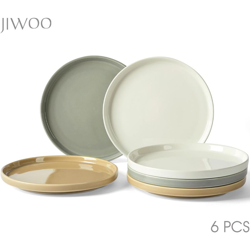 Teller set 6stück Ø21 cm Keramik Speiseteller Pastateller Brotteller Flachteller set für 6 Personen Plate Mikrowellen- und Spülmaschinenfest