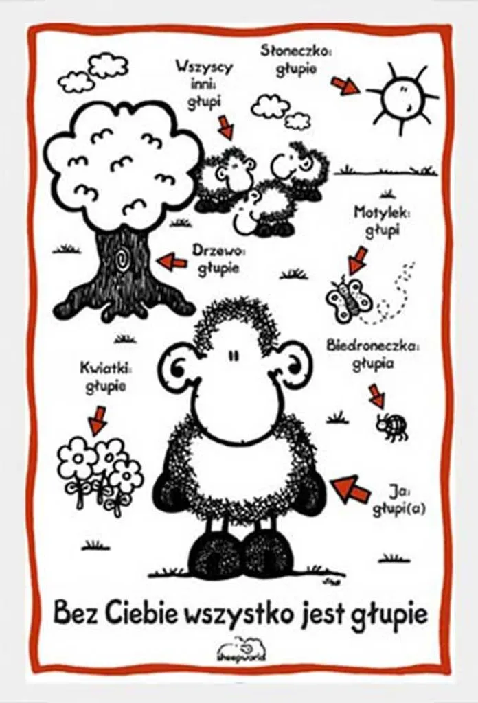 Regalo Emozionale: Poster Sheepworld Bez Ciebie con Cornice Bianca