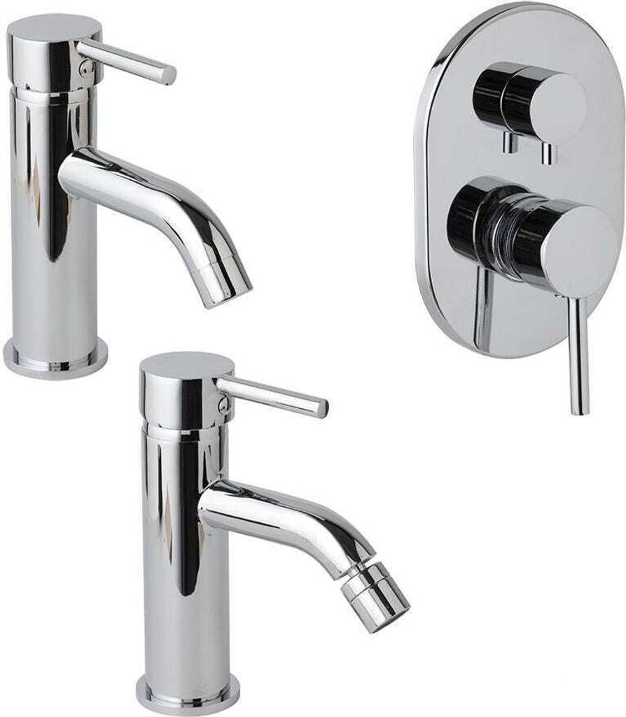 Badarmaturen-Set – Waschtisch, Bidet und Unterputz-Duscharmatur mit Umsteller | Fassa